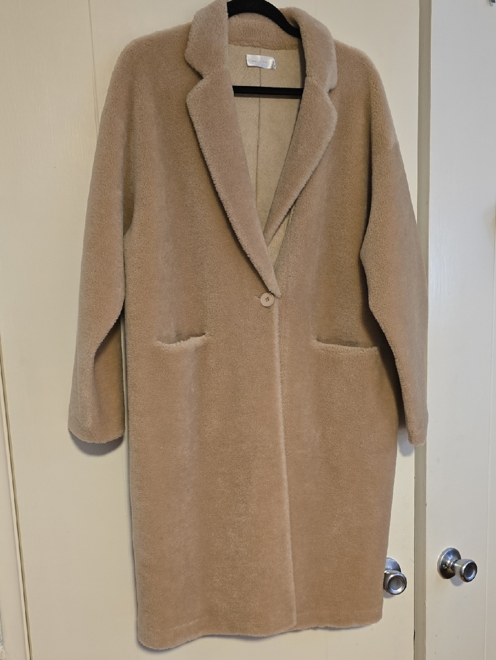 Italic Curly Wool Coat For Women With Notch Lapel